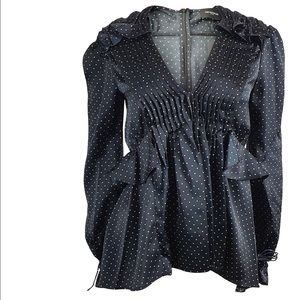 The Kooples Polka Dot Black Blouse